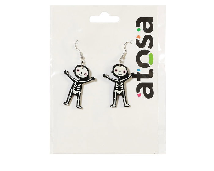 Boucles d'oreille squelette humain pour costume d'Halloween, accessoire effrayant pour déguisement mort, zombie, fantôme et spectacle