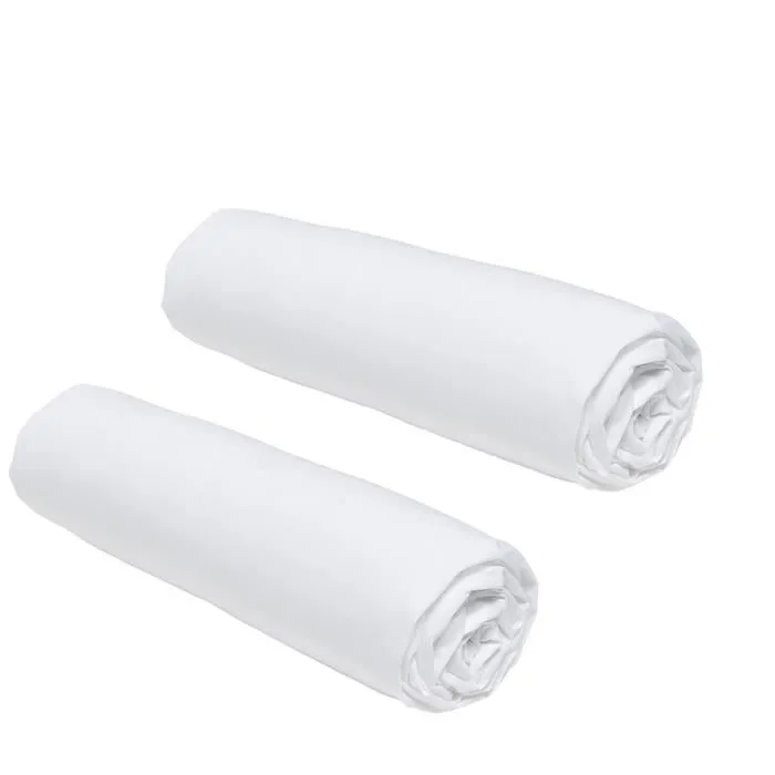 TODAY Essential Lot de 2 draps housses - 140 x 190 cm - 100% Coton - Couleur craie - Pour lit 2 personnes
