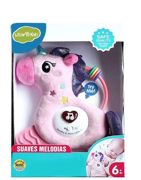 Creaciones Llopis Unicornio Musical Activity-Caja-Luz-Sonidos - Peluche licorne interactive 24 cm avec lumières et sons - Fonctionne sur piles (non incluses) - Matière polyester
