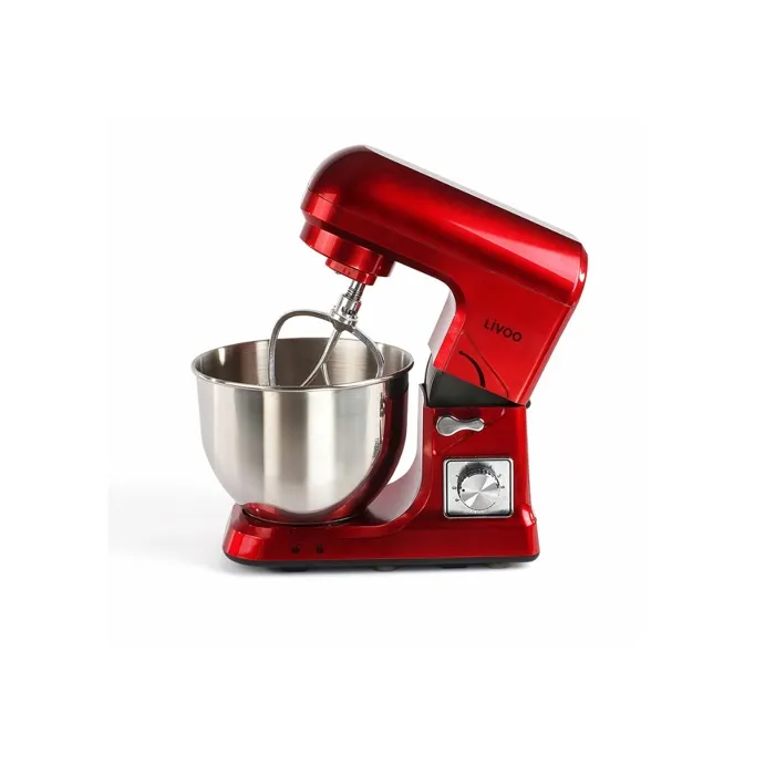 Livoo DOP190R Robot pâtissier - 1000W - Bol inox 5L - 6 vitesses - 3 accessoires (fouet, crochet, batteur) - Rouge Livoo DOP190R Robot pâtissier - 1000W - Bol inox 5L - 6 vitesses - 3 accessoires (fouet, crochet, batteur) - Rouge