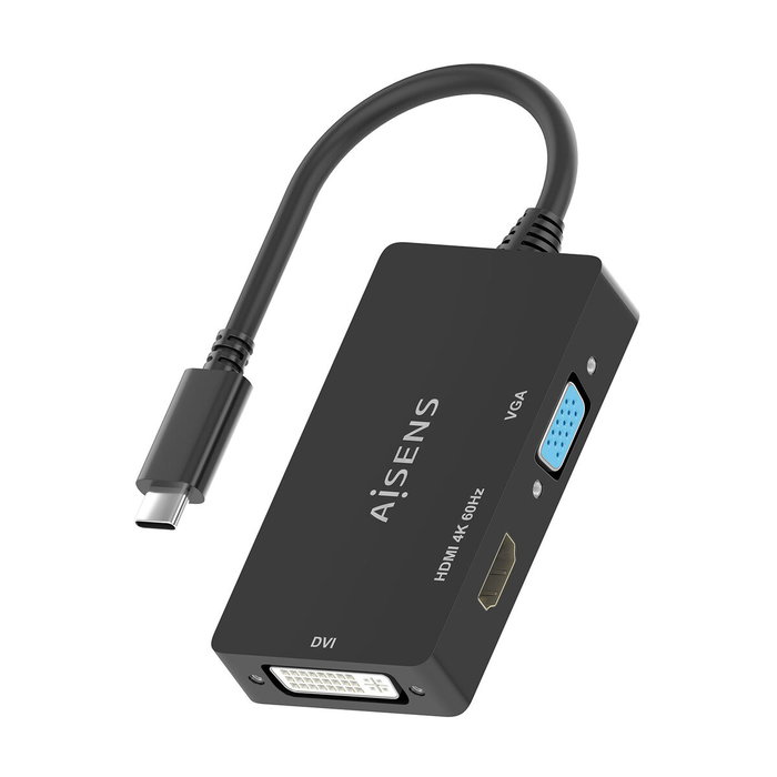 Adaptateur USB-C vers VGA/HDMI/DVI Aisens A109-0954 Noir 15 cm
