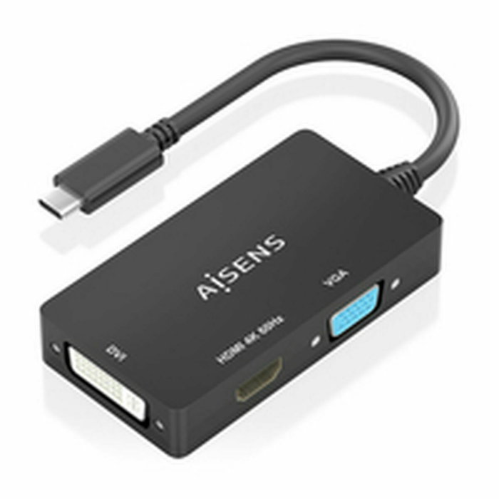 Adaptateur USB-C vers VGA/HDMI/DVI Aisens A109-0954 Noir 15 cm