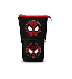 Karactermania - Étui Porte-Tout Vertical et 2 Stylos Gel Spider-Man Peter Parker, Décorations, avec 10 Emplacements de Couleurs