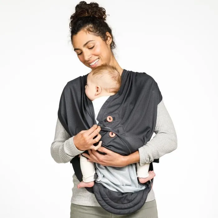 Infantino HUG&CUDDLE Porte-bébé à enfiler, Écharpe de portage simple, De la naissance à 11,8 kg (3-11,8 kg), Système répartition optimale du poids