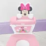 Bright Starts DISNEY BABY MINNIE My Size - Pot d'apprentissage avec réducteur de lunette 2-en-1 - Mini toilette amovible - Sons et mélodies - 12 autocollants Minnie - Rose et blanc