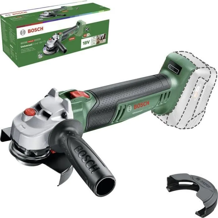 Bosch Meuleuse angulaire sans fil 18V UniversalGrind 18V-75, 115 mm, 750 W, 12000 trs/min, pour travail du béton Bosch Meuleuse angulaire sans fil 18V UniversalGrind 18V-75, 115 mm, 750 W, 12000 trs/min, pour travail du béton