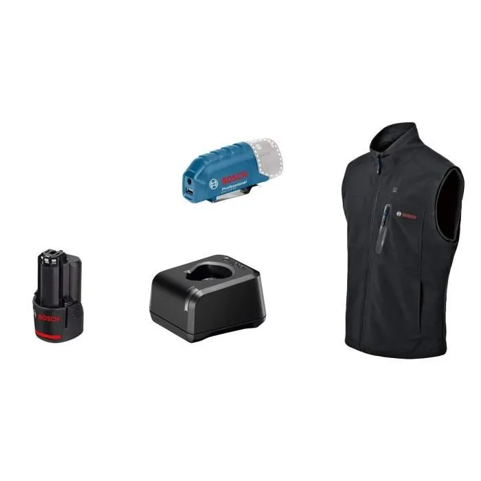 Bosch Professional Veste chauffante GHV 12+18V XA 3XL - Trois zones de chaleur réglables, liberté de mouvement, pour batteries 12V et 18V - 06188000G9 Bosch Professional Veste chauffante GHV 12+18V XA 3XL - Trois zones de chaleur réglables, liberté de mouvement, pour batteries 12V et 18V - 06188000G9