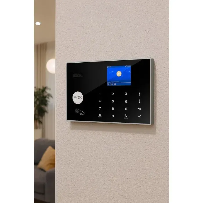 Link2Home - Kit alarme sans fil avec contrôle smartphone via application, sirènes 90 dB et 100 dB solaire, détecteur mouvement, capteurs, badges RFID - Compatible Tuya et Alexa