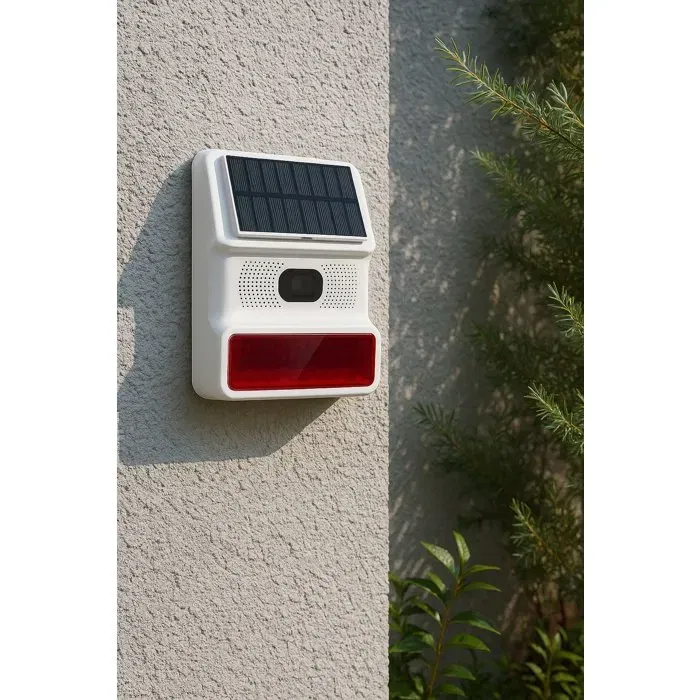 Link2Home - Kit alarme sans fil avec contrôle smartphone via application, sirènes 90 dB et 100 dB solaire, détecteur mouvement, capteurs, badges RFID - Compatible Tuya et Alexa