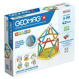 Geomag Super Color Recycled 42 pièces - Jeu de construction magnétique éducatif avec tiges et billes - Multicolore