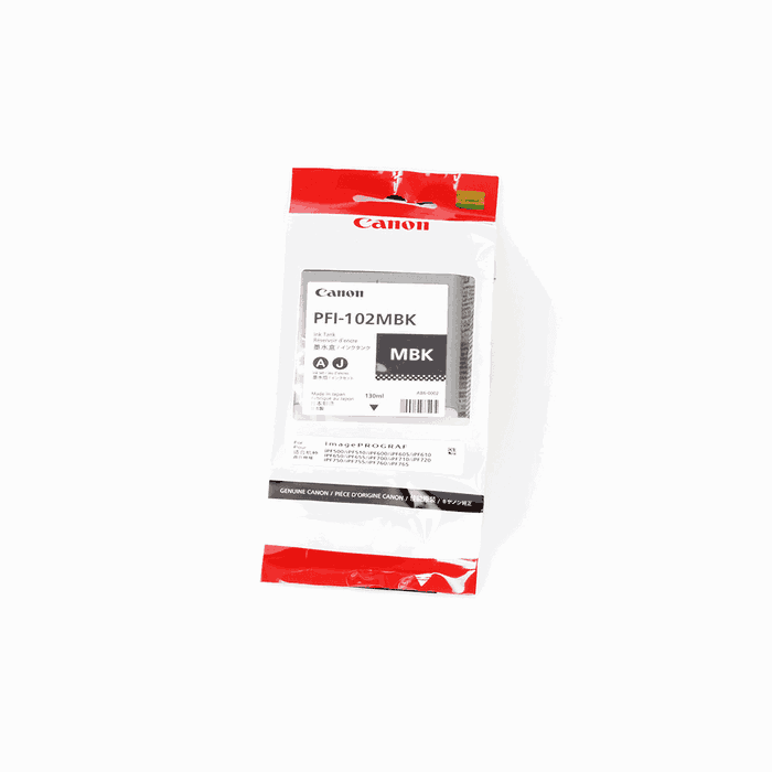Canon Encre PFI-102MBK / 0894B001 Black Matte pour imprimante à sublimation Canon Encre PFI-102MBK / 0894B001 Black Matte pour imprimante à sublimation