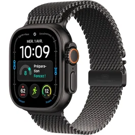 Apple Watch Ultra 4 GPS + 5G, Boîtier 49 mm Titane Noir, Bracelet Milanaise Loop M