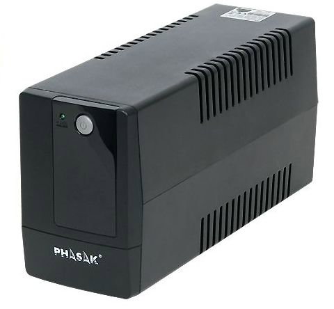 Phasak SAI Interactif 600VA 360W PH 9406 Onduleur Compact Noir 2 Prises Schuko