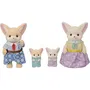 Sylvanian Families - Famille Fennec - Poupée Articulée avec 4 Personnages (Parents et Bébés), Habits Amovibles et Poussette Double - Jouet Enfant dès 3 Ans
