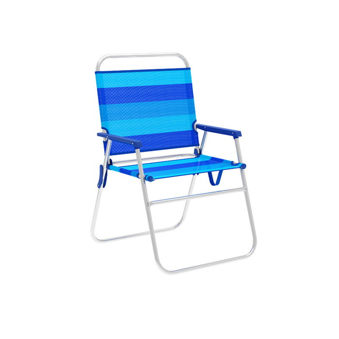 Marbueno Chaise Pliante Aluminium avec Coussin Rayures Bleues Plage et Piscine 52X56X80 cm 10244 Marbueno Chaise Pliante Aluminium avec Coussin Rayures Bleues Plage et Piscine 52X56X80 cm 10244