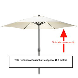 PAPILLON Toile de rechange pour parasol hexagonal Ø 3 mètres beige