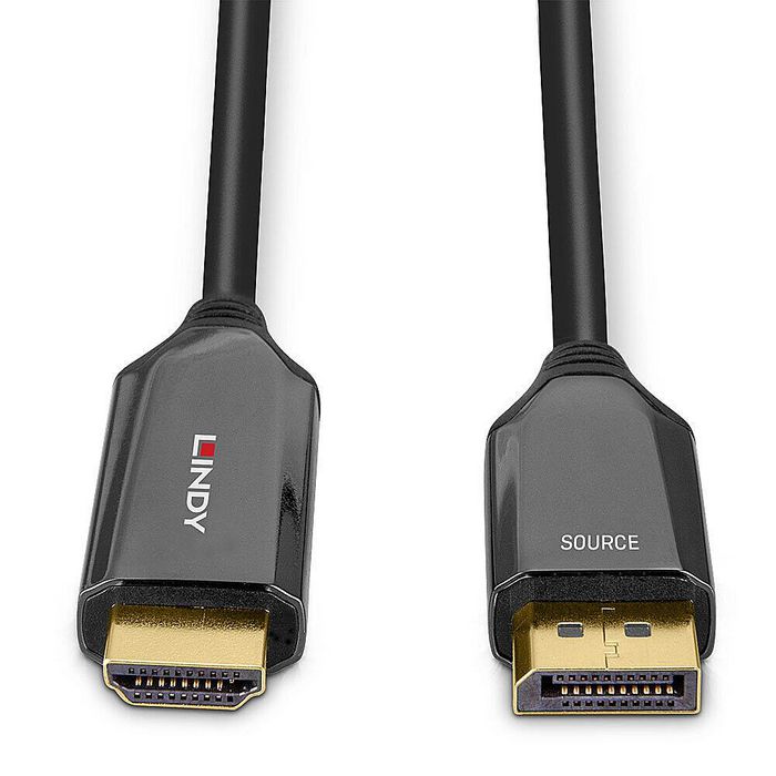 Lindy Câble adaptateur actif DisplayPort vers HDMI 8K 60Hz / 4K 120Hz HDR, 1 mètre - Compatible AMD Eyefinity et audio multicanaux