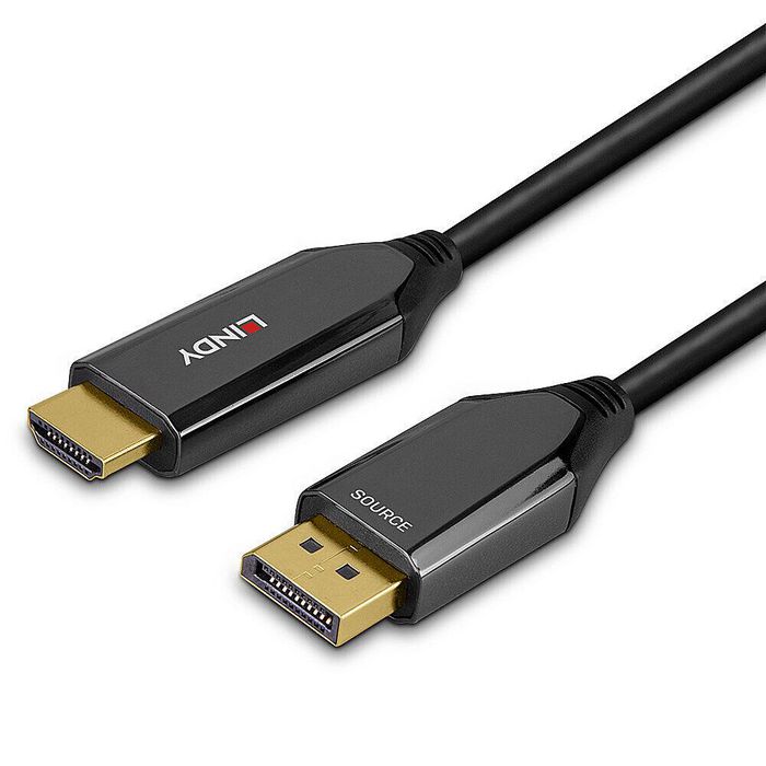Lindy Câble adaptateur actif DisplayPort vers HDMI 8K 60Hz / 4K 120Hz HDR, 1 mètre - Compatible AMD Eyefinity et audio multicanaux