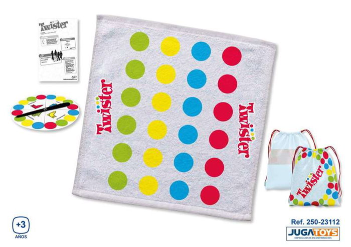 JugaToys Toalla Juego Twister en mochila y ruleta impermeable, 100x100cm