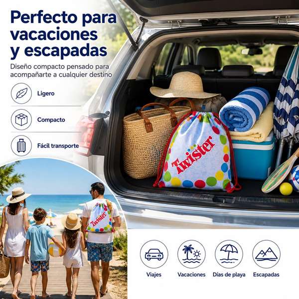 JugaToys Toalla Juego Twister en mochila y ruleta impermeable, 100x100cm