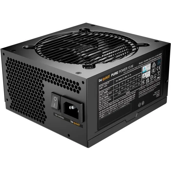 Be Quiet! Pure Power 13 M 550 W Alimentation PC ATX 3.1, 80 PLUS Gold, 93,8% d'efficacité, Semi-Passif, Câble PCIe 5.1 Inclus, Modèle BP024EU Be Quiet! Pure Power 13 M 550 W Alimentation PC ATX 3.1, 80 PLUS Gold, 93,8% d'efficacité, Semi-Passif, Câble PCIe 5.1 Inclus, Modèle BP024EU