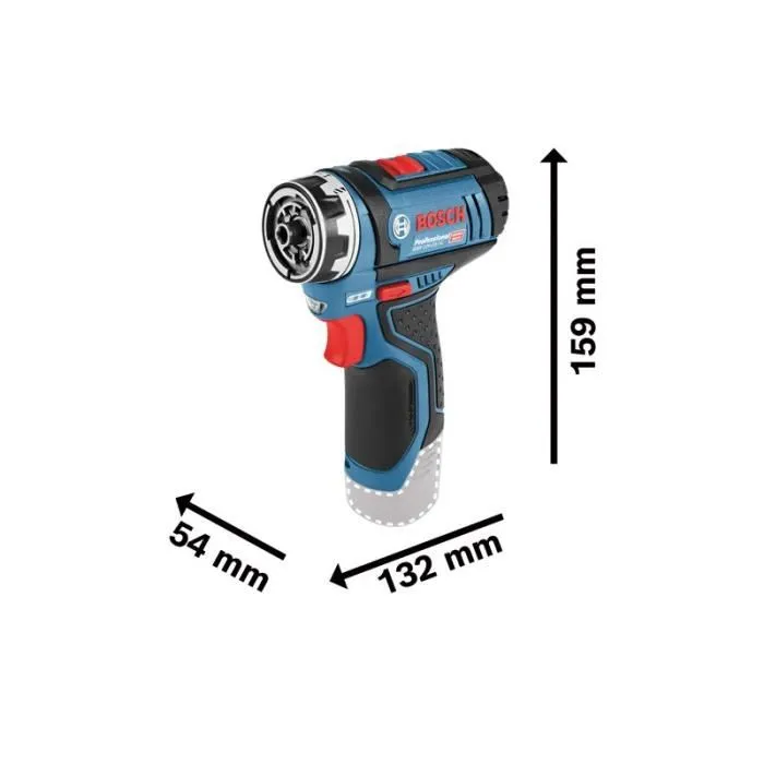 Bosch Professional GSR 12V-15 FC Perceuse-visseuse sans fil, 2 batteries 2.0Ah, chargeur GAL 1230, perçage bois 19 mm, 2 vitesses