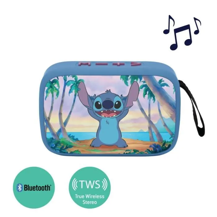 Lexibook Stitch - Enceinte Bluetooth portable avec finition en tissu, son haute qualité, autonomie 4h, USB, SD/TF, entrée auxiliaire