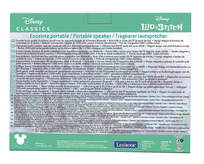 Lexibook Enceinte Bluetooth portable Stitch
