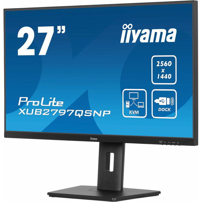 Iiyama Monitor ProLite XUB2797QSNP-B1 - Écran PC 4K UHD IPS 27 pouces avec HDMI, DisplayPort et USB Hub - Noir