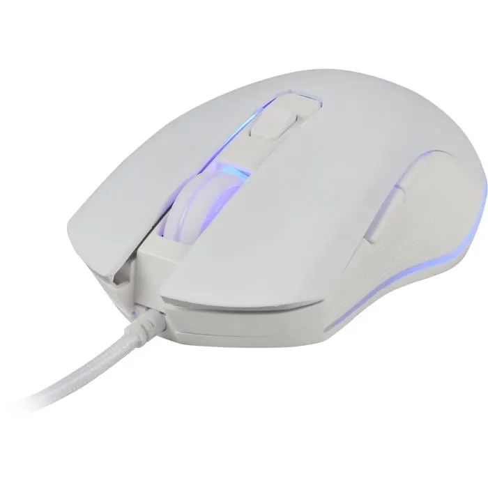 G-Lab Souris Gamer Kult Helium Filaire, 6400 DPI, 6 Boutons, Rétroéclairage 7 Couleurs, Blanc - 125x39x68 mm