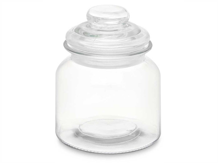 Vivalto Pot Rond Lisse avec Couvercle en Verre 600 ml 11 x 15 x 11 cm Transparent (Set de 12)