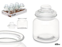 VIVALTO Bocal rond lisse avec couvercle en verre 600 ml