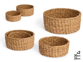 Giftdecor Set de 2 paniers ronds en algue marine 25 cm marron (Set de 8)