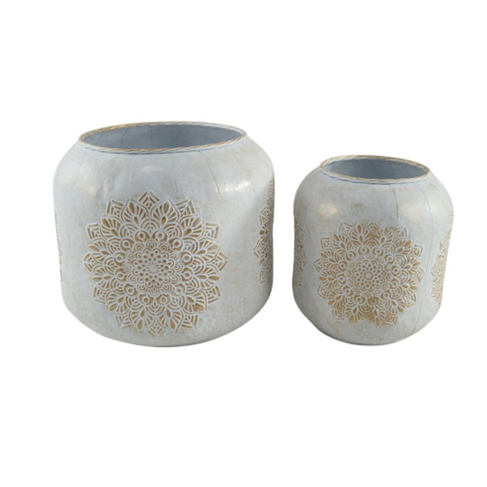 Home ESPRIT Cache-pot Métal Arabe Blanc et Doré (2 Pièces) Home ESPRIT Cache-pot Métal Arabe Blanc et Doré (2 Pièces)