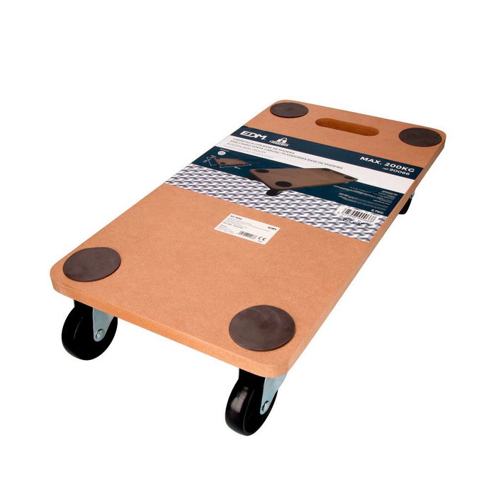 Edm Diable plateforme en bois avec roues pivotantes 360° max 200 kg 58x30x12 cm Edm Diable plateforme en bois avec roues pivotantes 360° max 200 kg 58x30x12 cm