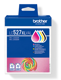 Brother LC-527XLVAL / LC527XLVAL Cartouche d'encre XL haute capacité - Noir, Cyan, Magenta, Jaune - Pour imprimantes Brother