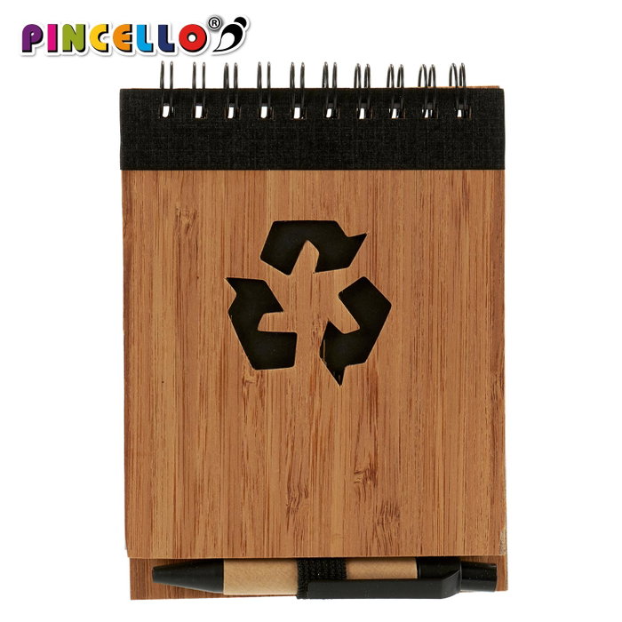 Pincello Carnet Bambou Recyclé + Stylo 10x13 cm Assortis (Set de 48)