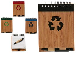 Pincello Carnet Bambou Recyclé + Stylo 10x13 cm Assortis (Set de 48)