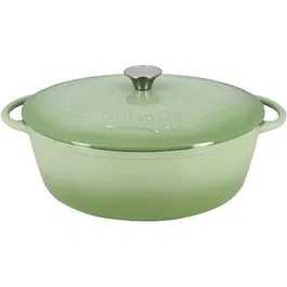 Menastyl Cocotte ronde en fonte acier émaillé 7 litres - Vert - Réf. 6020075 - Pour ragoûts, braisage, mijoté - Compatible induction et four