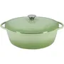 Menastyl Cocotte ronde en fonte acier émaillé 7 litres - Vert - Réf. 6020075 - Pour ragoûts, braisage, mijoté - Compatible induction et four