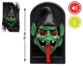 Mystical Design Colgante Porte Sorcière 11x19x5 cm avec Lumière et Son pour Décoration Halloween - Décor interactif pour porte