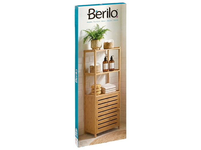 Berilo Meuble avec Porte et 3 Étagères en Bambou 34x100x33 cm