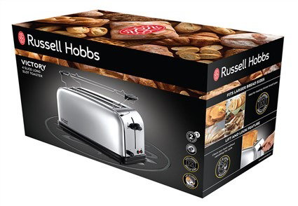Russell Hobbs 23520-56 Grille-pain 2 fentes longues avec réglage de cuisson et fonction pain congelé, plateau à miettes amovible