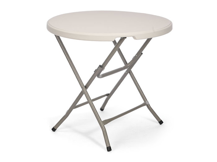 Ibergarden Table Ronde Pliante 80 cm Plastique HDPE Acier Blanc Gris