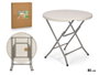 Ibergarden Table Ronde Pliante 80 cm Plastique HDPE Acier Blanc Gris