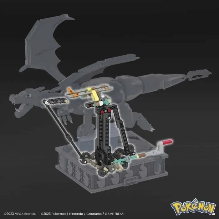Mega Construx - HMW05 - Coffret de Construction Pokémon Dracaufeu en Mouvement (1663 pièces) - Figurine Articulée Détachable avec Base Décorative