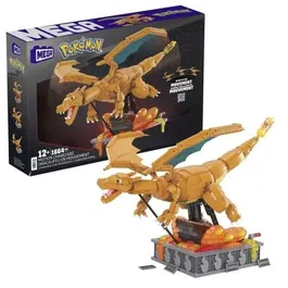 Mega Construx - HMW05 - Coffret de Construction Pokémon Dracaufeu en Mouvement (1663 pièces) - Figurine Articulée Détachable avec Base Décorative
