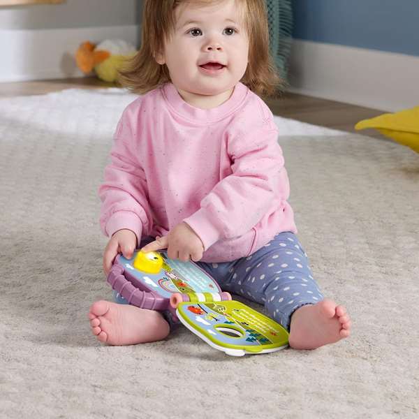 Fisher-Price - Livre musical avec singe violet - Pour enfant dès 1 an - Fonctionne avec piles (incluses - 2x AAA)
