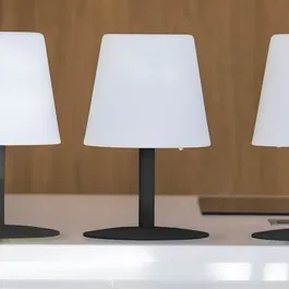 Lumisky Standy Mini Rock - Lampe de table LED sans fil, autonome 8h, pied acier gris, base blanc chaud/froid a intensite variable, design moderne, H 25 cm