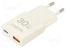 LOGILINK Chargeur USB blanc 30W GaN avec USB C